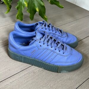 Adidas Blue Leather Platform Samba Sneakers